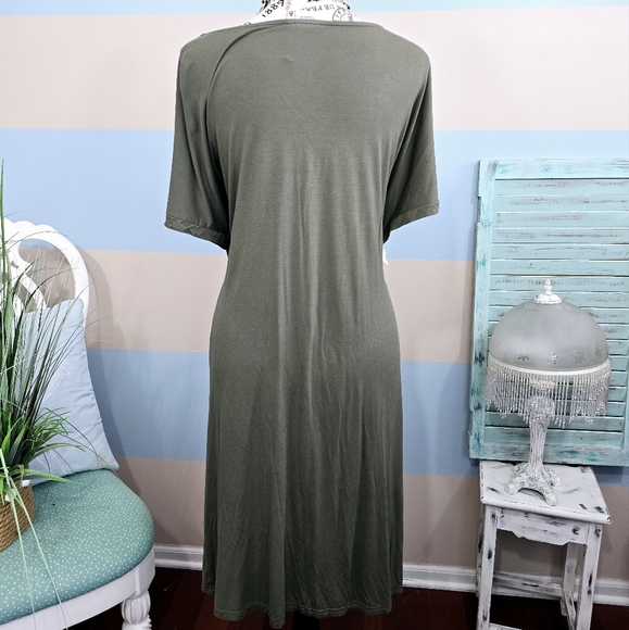 NWT Suzanne Betro Olive Green Twist Midi Dress - Picture 6 of 10
